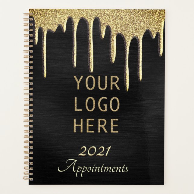 Livre de rendez-vous Black Gold Business Logo 2022 (Devant)