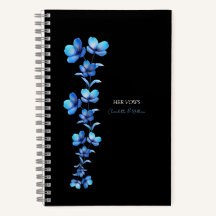 Livre de vœux d'élopement floral bleu foncé lunati