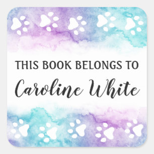 Livre d'empreinte de patte d'aqua violet étiquette