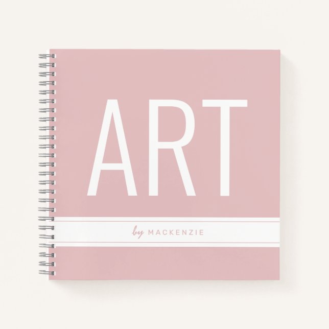 Livre d'esquisse de dessin rose avec nom (Devant)