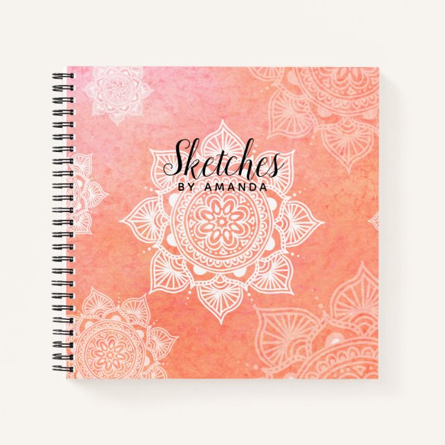 Livre d'esquisse de mandala de corail personnalisé (Devant)