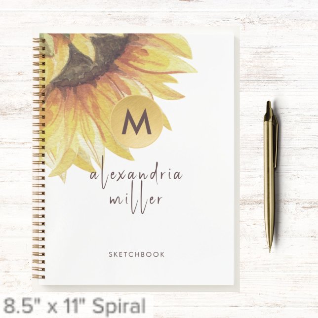 Livre d'esquisse Monogramme de tournesol (Créateur téléchargé)