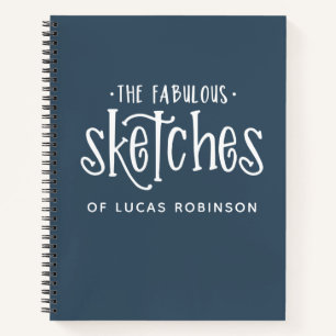 Livre d'esquisse personnalisé d'artiste bleu