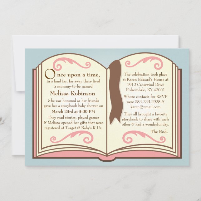 Livre d'histoire Invitations de douche pour bébé (Devant)