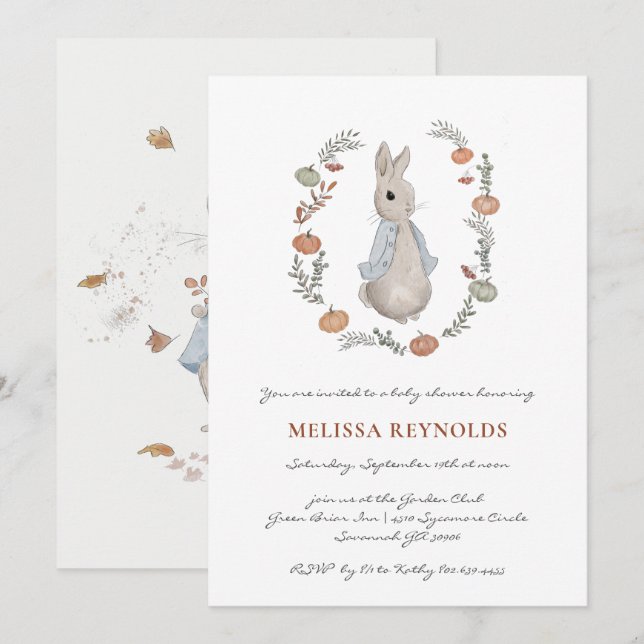 Livre d'histoires | Invitation du Baby shower lapi (Devant / Derrière)