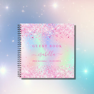 Livre d'hôte Anniversaire rose holographique confe
