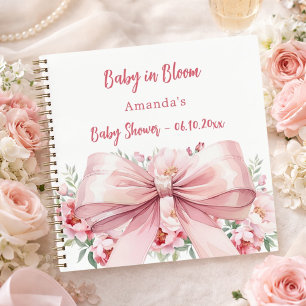Livre d'hôte Baby in florom bow photo Baby shower