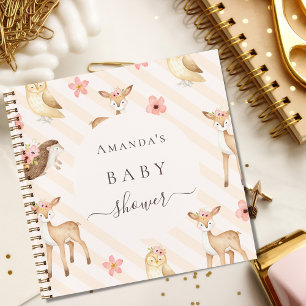 Livre d'hôte baby shower boisé animaux fille
