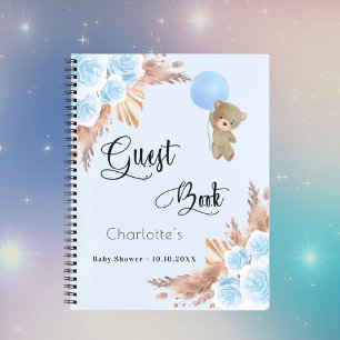 Livre d'hôte Baby shower garçon en peluche pampas 
