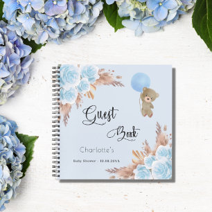 Livre d'hôte Baby shower garçon en peluche pampas