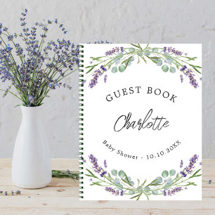 Livre d'hôte baby shower lavande violette eucalypt