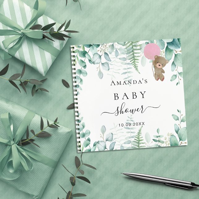 Livre d'hôte Baby shower rose teddy woodland fores (Créateur téléchargé)