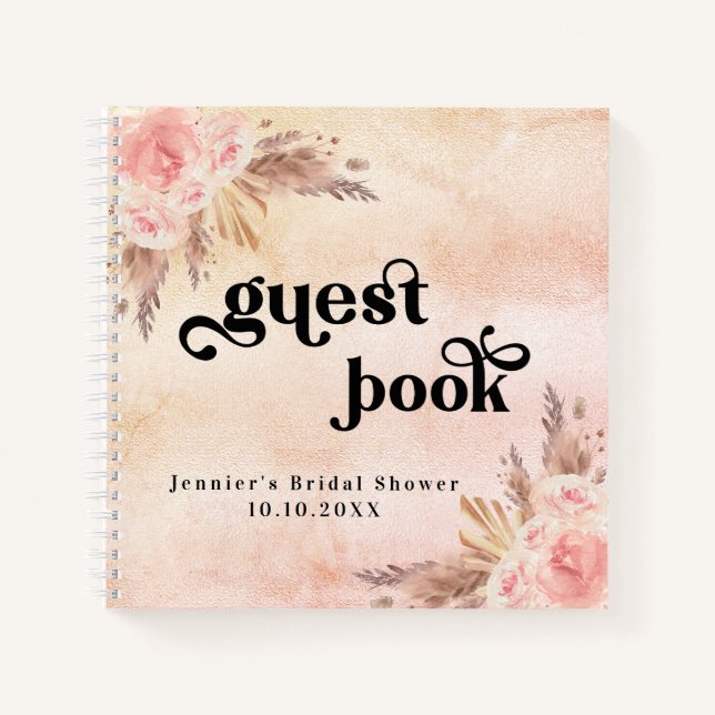 Livre d'hôte douche nuptiale pampas herbe rose pâl (Devant)