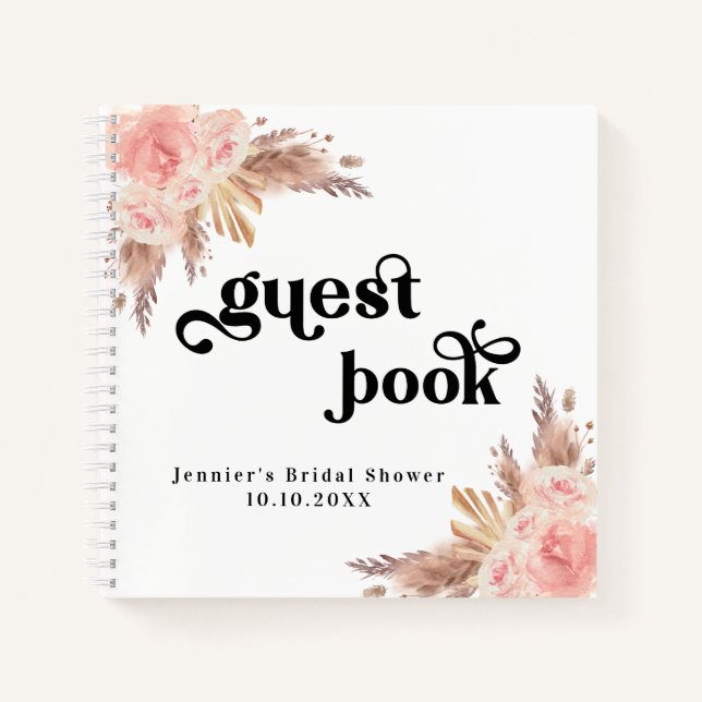 Livre d'hôte douche nuptiale pampas herbe rose pâl (Devant)