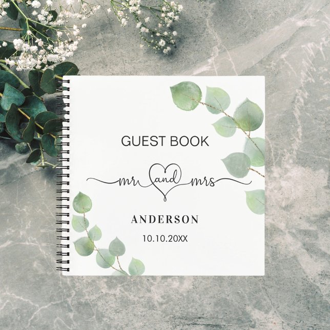Livre d'hôte mariage eucalyptus m mrs heart (Créateur téléchargé)