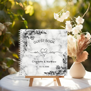 Livre d'hôte mariage marbre eucalyptus m. mrs