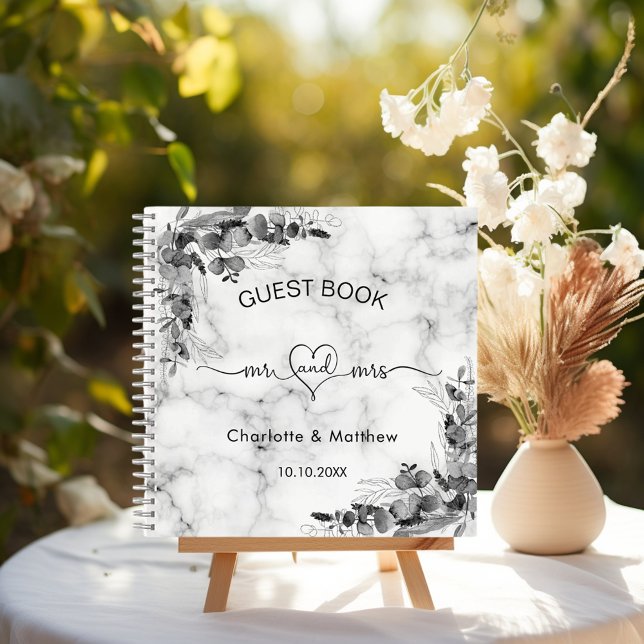 Livre d'hôte mariage marbre eucalyptus m. mrs (Créateur téléchargé)