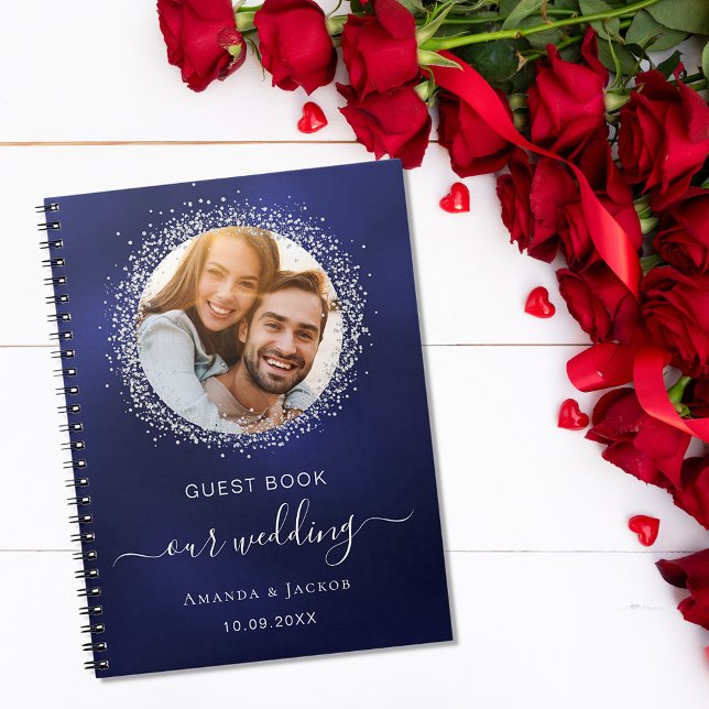Livre d'hôte mariage marine bleu argent parties sc (Créateur téléchargé)