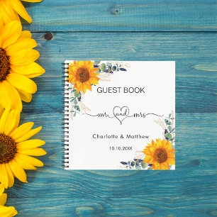 Livre d'hôte mariage tournesol eucalyptus m mrs