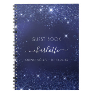 Livre d'hôte Quinceanera marine bleu parties scint
