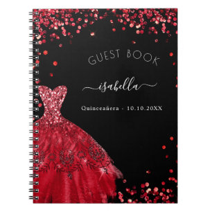 Livre d'hôte Quinceanera robe rouge noire parties