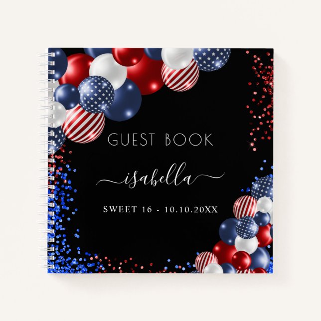 Livre d'hôte rouge blanc bleu USA patriotique Swee (Devant)