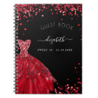 Livre d'hôte Sweet 16 robe rouge noire parties sci