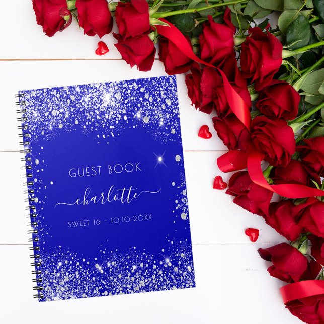 Livre d'hôte Sweet 16 royal bleu argent parties sc (Créateur téléchargé)