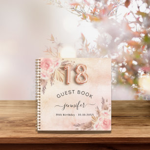 Livre d'hôtes 18e anniversaire pampas herbe rose o