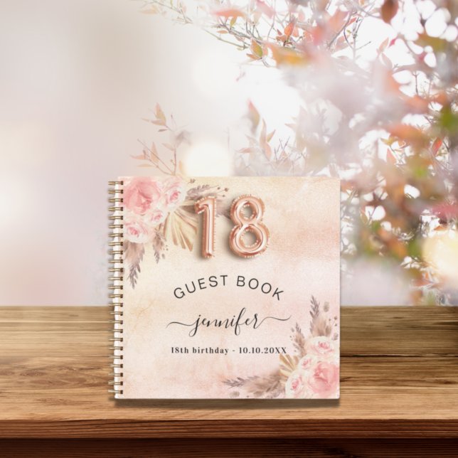 Livre d'hôtes 18e anniversaire pampas herbe rose o (Créateur téléchargé)