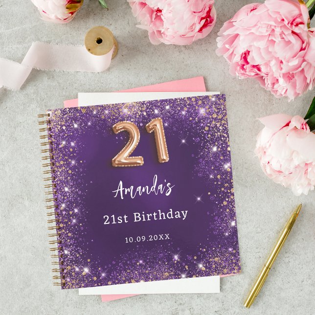 Livre d'hôtes 21e anniversaire violet rose or (Créateur téléchargé)