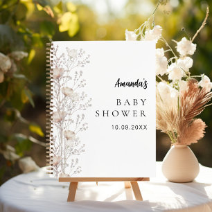 Livre d'hôtes baby shower fleur sauvage crème beig