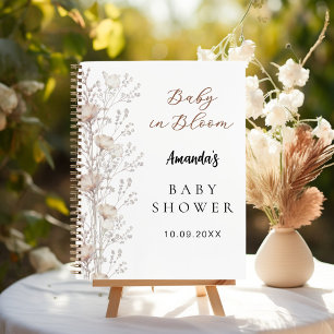 Livre d'hôtes baby shower fleur sauvage crème beig