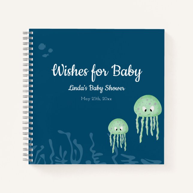 Livre d'hôtes Baby shower méduse Boy Blue (Devant)