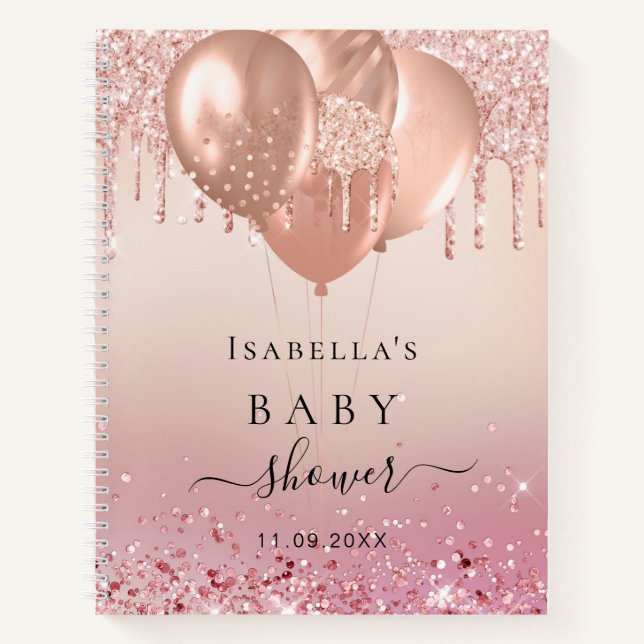 Livre d'hôtes bébé showe rose or parties scintilla (Devant)