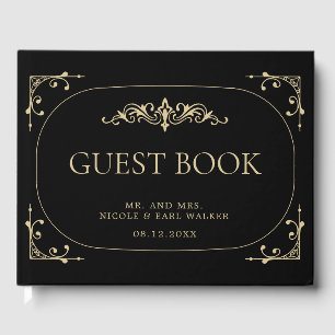 Livre d'hôtes Black Elegant Art Déco Gold Mariage