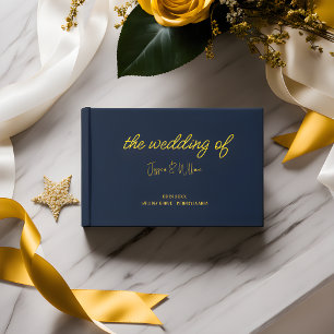 Livre d'hôtes cool Classic Navy Blue and Gold Mari