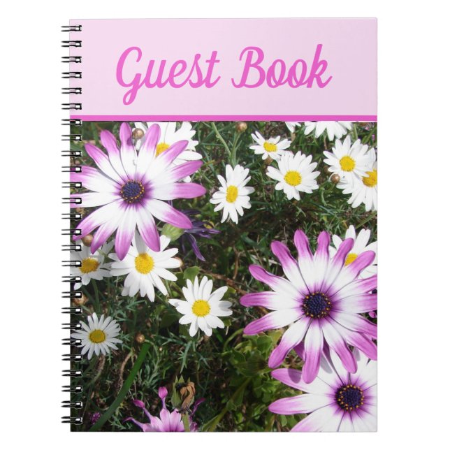 Livre d'hôtes Daisy Belle Fleur rose fleurie (Devant)