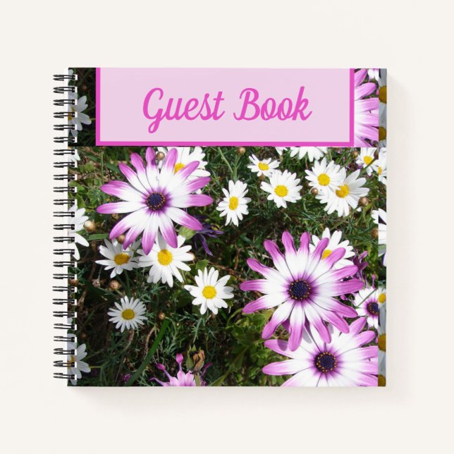 Livre d'hôtes Daisy Purple Pink Flower (Devant)