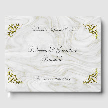 Livre d'hôtes de luxe Marbled and Gold Mariage