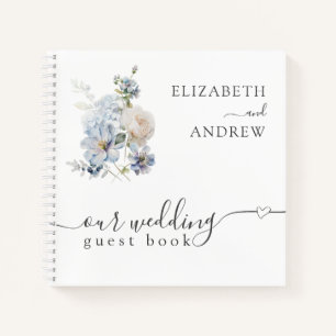 Livre d'hôtes Dusty Blue & Blush Pink Floral Maria