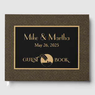 Livre D'Hôtes Gold Et Black Vintage Art Déco
