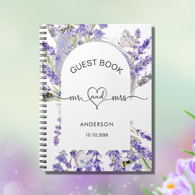 Livre d'hôtes lavande violette florales m mme mari (Créateur téléchargé)