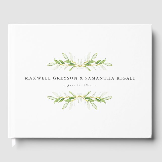 Livre d'hôtes mariage Aquarelle Botanique Verdure (Recto)