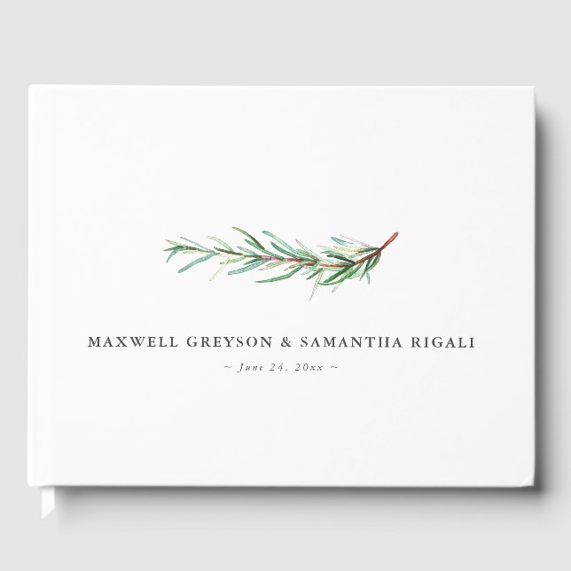 Livre d'hôtes mariage Aquarelle Rosemaire botaniqu (Recto)