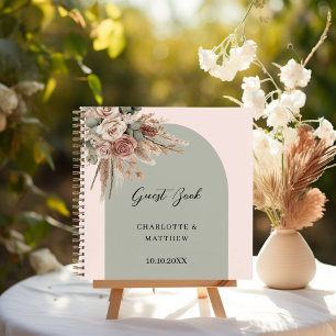 Livre d'hôtes mariage arche rose taupe rose sage