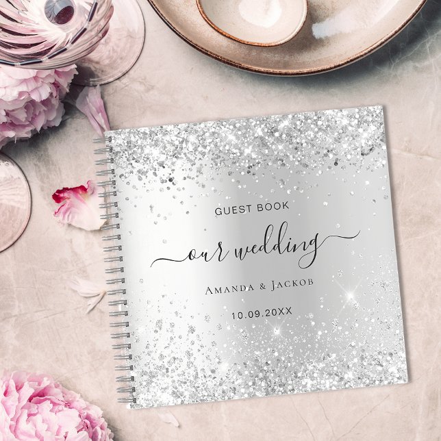 Livre d'hôtes mariage argent parties scintillant n (Créateur téléchargé)