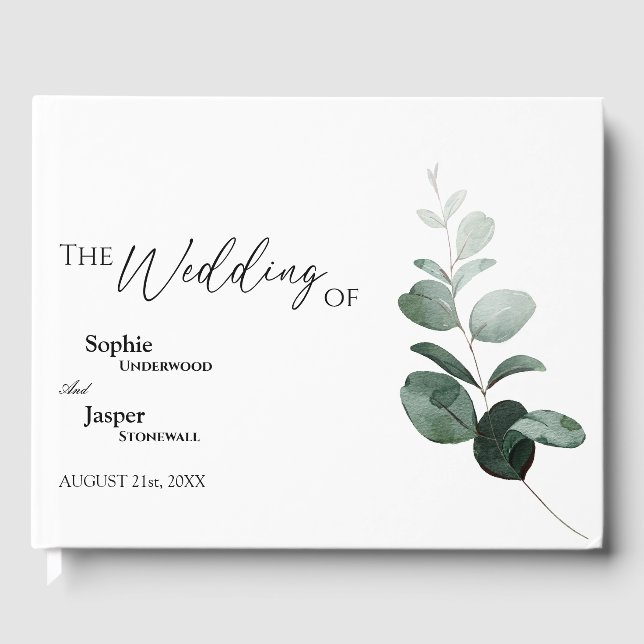 Livre d'hôtes Mariage blanc de verdure moderne (Recto)