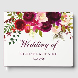 Livre d'hôtes Mariage de Boho Floral Boho Rouge Bo