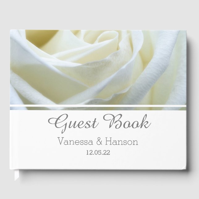 Livre d'hôtes Mariage de Rose blanche moderne (Recto)